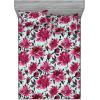 Ambesonne Floral Fitted Sheet & Pillow Sham Set, Valentine’s Day Theme Grunge Style Repetitive Rose Flowers Abstract, Decorative Printed 2 Piece Bedding Decor Set, Twinxl, Pale Fuchsia and Sepia(Dark Magenta Mint Green)