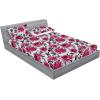 Ambesonne Floral Fitted Sheet & Pillow Sham Set, Valentine’s Day Theme Grunge Style Repetitive Rose Flowers Abstract, Decorative Printed 2 Piece Bedding Decor Set, Twinxl, Pale Fuchsia and Sepia(Dark Magenta Mint Green)