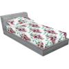 Ambesonne Floral Fitted Sheet & Pillow Sham Set, Valentine’s Day Theme Grunge Style Repetitive Rose Flowers Abstract, Decorative Printed 2 Piece Bedding Decor Set, Twinxl, Pale Fuchsia and Sepia(Pistachio Green and Ruby)