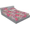 Ambesonne Floral Fitted Sheet & Pillow Sham Set, Valentine’s Day Theme Grunge Style Repetitive Rose Flowers Abstract, Decorative Printed 2 Piece Bedding Decor Set, Twinxl, Pale Fuchsia and Sepia(Dark Coral and Slate Blue)