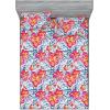 Ambesonne Floral Fitted Sheet & Pillow Sham Set, Valentine’s Day Theme Grunge Style Repetitive Rose Flowers Abstract, Decorative Printed 2 Piece Bedding Decor Set, Twinxl, Pale Fuchsia and Sepia(Hot Pink and Blue Violet)
