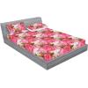 Ambesonne Floral Fitted Sheet & Pillow Sham Set, Valentine’s Day Theme Grunge Style Repetitive Rose Flowers Abstract, Decorative Printed 2 Piece Bedding Decor Set, Twinxl, Pale Fuchsia and Sepia(Dark Coral Khaki Green)