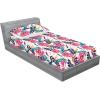 Ambesonne Floral Fitted Sheet & Pillow Sham Set, Watercolor Repeating Roses Valentine’s Day Theme Vintage Style Art, Decorative Printed 3 Piece Bedding Decor Set, Full, Dark Coral Fawn and Sepia(Dried Rose and Petrol Blue)