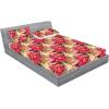 Ambesonne Floral Fitted Sheet & Pillow Sham Set, Watercolor Repeating Roses Valentine’s Day Theme Vintage Style Art, Decorative Printed 3 Piece Bedding Decor Set, Full, Dark Coral Fawn and Sepia(Dark Coral and Olive Green)