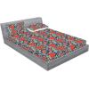 Ambesonne Floral Fitted Sheet & Pillow Sham Set, Watercolor Repeating Roses Valentine’s Day Theme Vintage Style Art, Decorative Printed 3 Piece Bedding Decor Set, Full, Dark Coral Fawn and Sepia(Vermilion and Navy Blue)
