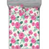 Ambesonne Floral Fitted Sheet & Pillow Sham Set, Watercolor Repeating Roses Valentine’s Day Theme Vintage Style Art, Decorative Printed 3 Piece Bedding Decor Set, Full, Dark Coral Fawn and Sepia(Pastel Pink Hunter Green)