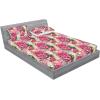 Ambesonne Floral Fitted Sheet & Pillow Sham Set, Watercolor Repeating Roses Valentine’s Day Theme Vintage Style Art, Decorative Printed 3 Piece Bedding Decor Set, Full, Dark Coral Fawn and Sepia(Pastel Pink and Reseda Green)
