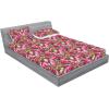 Ambesonne Floral Fitted Sheet & Pillow Sham Set, Watercolor Repeating Roses Valentine’s Day Theme Vintage Style Art, Decorative Printed 3 Piece Bedding Decor Set, Full, Dark Coral Fawn and Sepia(Pale Fuchsia and Sage Green)