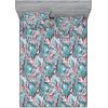 Ambesonne Floral Fitted Sheet & Pillow Sham Set, Watercolor Repeating Roses Valentine’s Day Theme Vintage Style Art, Decorative Printed 3 Piece Bedding Decor Set, Full, Dark Coral Fawn and Sepia(Pale Teal and Sky Blue)