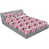 Ambesonne Floral Fitted Sheet & Pillow Sham Set, Watercolor Repeating Roses Valentine’s Day Theme Vintage Style Art, Decorative Printed 3 Piece Bedding Decor Set, Full, Dark Coral Fawn and Sepia(Pale Fuchsia and Slate Brown)