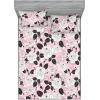 Ambesonne Floral Fitted Sheet & Pillow Sham Set, Watercolor Repeating Roses Valentine’s Day Theme Vintage Style Art, Decorative Printed 3 Piece Bedding Decor Set, Full, Dark Coral Fawn and Sepia(Charcoal Grey Rose White)