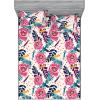 Ambesonne Floral Fitted Sheet & Pillow Sham Set, Watercolor Repeating Roses Valentine’s Day Theme Vintage Style Art, Decorative Printed 3 Piece Bedding Decor Set, Full, Dark Coral Fawn and Sepia(Dried Rose and Petrol Blue)