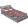Ambesonne Floral Fitted Sheet & Pillow Sham Set, Watercolor Repeating Roses Valentine’s Day Theme Vintage Style Art, Decorative Printed 3 Piece Bedding Decor Set, Full, Dark Coral Fawn and Sepia(Vermilion and Navy Blue)