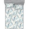 Ambesonne Floral Fitted Sheet & Pillow Sham Set, Watercolor Repeating Roses Valentine’s Day Theme Vintage Style Art, Decorative Printed 3 Piece Bedding Decor Set, Full, Dark Coral Fawn and Sepia(Pale Cadet Blue and White)
