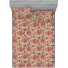 Ambesonne Floral Fitted Sheet & Pillow Sham Set, Watercolor Repeating Roses Valentine’s Day Theme Vintage Style Art, Decorative Printed 3 Piece Bedding Decor Set, Full, Dark Coral Fawn and Sepia(Pastel Pink Earth Yellow)