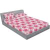 Ambesonne Floral Fitted Sheet & Pillow Sham Set, Watercolor Repeating Roses Valentine’s Day Theme Vintage Style Art, Decorative Printed 3 Piece Bedding Decor Set, Full, Dark Coral Fawn and Sepia(Pale Fuchsia and Seafoam)