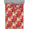 Ambesonne Floral Fitted Sheet & Pillow Sham Set, Watercolor Repeating Roses Valentine’s Day Theme Vintage Style Art, Decorative Printed 3 Piece Bedding Decor Set, Full, Dark Coral Fawn and Sepia(Dark Coral and Olive Green)