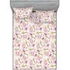Ambesonne Floral Fitted Sheet & Pillow Sham Set, Watercolor Repeating Roses Valentine’s Day Theme Vintage Style Art, Decorative Printed 3 Piece Bedding Decor Set, Full, Dark Coral Fawn and Sepia(Dark Magenta and Pale Khaki)