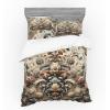Ambesonne Floral Heart Bedding Set, Tenderness of Romantic Garden Ivy Branches and Roses Valentines Day, 3 Piece Duvet Cover Set with Sham and Fitted Sheet, Twin XL Size, Laurel Green and Pink(Tan Dark Blue and Pale Ruby)