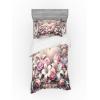 Ambesonne Floral Heart Bedding Set, Tenderness of Romantic Garden Ivy Branches and Roses Valentines Day, 3 Piece Duvet Cover Set with Sham and Fitted Sheet, Twin XL Size, Laurel Green and Pink(Pale Pink Peach and Lilac)