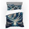 Ambesonne Floral Heart Bedding Set, Tenderness of Romantic Garden Ivy Branches and Roses Valentines Day, 3 Piece Duvet Cover Set with Sham and Fitted Sheet, Twin XL Size, Laurel Green and Pink(Night Blue and Coconut)