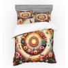 Ambesonne Floral Heart Bedding Set, Tenderness of Romantic Garden Ivy Branches and Roses Valentines Day, 3 Piece Duvet Cover Set with Sham and Fitted Sheet, Twin XL Size, Laurel Green and Pink(Orange Evergreen Pink)