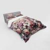 Ambesonne Floral Heart Bedding Set, Tenderness of Romantic Garden Ivy Branches and Roses Valentines Day, 3 Piece Duvet Cover Set with Sham and Fitted Sheet, Twin XL Size, Laurel Green and Pink(Pale Pink Peach and Lilac)