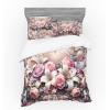 Ambesonne Floral Heart Bedding Set, Tenderness of Romantic Garden Ivy Branches and Roses Valentines Day, 3 Piece Duvet Cover Set with Sham and Fitted Sheet, Twin XL Size, Laurel Green and Pink(Pale Pink Peach and Lilac)