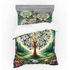 Ambesonne Floral Heart Bedding Set, Tenderness of Romantic Garden Ivy Branches and Roses Valentines Day, 3 Piece Duvet Cover Set with Sham and Fitted Sheet, Twin XL Size, Laurel Green and Pink(Green Blue and Pink)