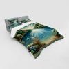 Ambesonne Floral Heart Bedding Set, Tenderness of Romantic Garden Ivy Branches and Roses Valentines Day, 3 Piece Duvet Cover Set with Sham and Fitted Sheet, Twin XL Size, Laurel Green and Pink(Green Blue)