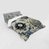 Ambesonne Floral Heart Bedding Set, Tenderness of Romantic Garden Ivy Branches and Roses Valentines Day, 3 Piece Duvet Cover Set with Sham and Fitted Sheet, Twin XL Size, Laurel Green and Pink(Off White Cadet Blue)