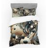 Ambesonne Floral Heart Bedding Set, Tenderness of Romantic Garden Ivy Branches and Roses Valentines Day, 3 Piece Duvet Cover Set with Sham and Fitted Sheet, Twin XL Size, Laurel Green and Pink(Dark Slate Blue and Tan)