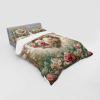 Ambesonne Floral Heart Bedding Set, Tenderness of Romantic Garden Ivy Branches and Roses Valentines Day, 3 Piece Duvet Cover Set with Sham and Fitted Sheet, Twin XL Size, Laurel Green and Pink(Laurel Green and Pink)