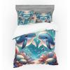 Ambesonne Floral Heart Bedding Set, Tenderness of Romantic Garden Ivy Branches and Roses Valentines Day, 3 Piece Duvet Cover Set with Sham and Fitted Sheet, Twin XL Size, Laurel Green and Pink(Sea Blue and Coral)