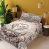 Ambesonne Floral Heart Sheet Set, Tenderness of Romantic Garden Ivy Branches and Roses Valentines Day, Fitted and Flat Sheet with Pillowcase Bedding Accent 3 Piece Set, Twin, Laurel Green and Pink(Pale Pink Pale Cadet Blue)