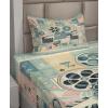 Ambesonne Floral Heart Sheet Set, Tenderness of Romantic Garden Ivy Branches and Roses Valentines Day, Fitted and Flat Sheet with Pillowcase Bedding Accent 3 Piece Set, Twin, Laurel Green and Pink(Almond Green Blush Peach)