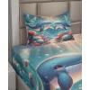 Ambesonne Floral Heart Sheet Set, Tenderness of Romantic Garden Ivy Branches and Roses Valentines Day, Fitted and Flat Sheet with Pillowcase Bedding Accent 3 Piece Set, Twin, Laurel Green and Pink(Sea Blue and Coral)