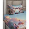 Ambesonne Floral Heart Sheet Set, Tenderness of Romantic Garden Ivy Branches and Roses Valentines Day, Fitted and Flat Sheet with Pillowcase Bedding Accent 3 Piece Set, Twin, Laurel Green and Pink(Pale Pink Soft Blue)