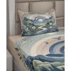 Ambesonne Floral Heart Sheet Set, Tenderness of Romantic Garden Ivy Branches and Roses Valentines Day, Fitted and Flat Sheet with Pillowcase Bedding Accent 3 Piece Set, Twin, Laurel Green and Pink(Slate Blue Reseda Green)