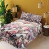 Ambesonne Floral Heart Sheet Set, Tenderness of Romantic Garden Ivy Branches and Roses Valentines Day, Fitted and Flat Sheet with Pillowcase Bedding Accent 3 Piece Set, Twin, Laurel Green and Pink(Pale Pink Peach and Lilac)
