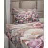 Ambesonne Floral Heart Sheet Set, Tenderness of Romantic Garden Ivy Branches and Roses Valentines Day, Fitted and Flat Sheet with Pillowcase Bedding Accent 3 Piece Set, Twin, Laurel Green and Pink(Pale Pink Peach and Lilac)