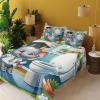 Ambesonne Floral Heart Sheet Set, Tenderness of Romantic Garden Ivy Branches and Roses Valentines Day, Fitted and Flat Sheet with Pillowcase Bedding Accent 3 Piece Set, Twin, Laurel Green and Pink(Purpleblue Multicolor)