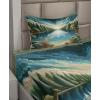 Ambesonne Floral Heart Sheet Set, Tenderness of Romantic Garden Ivy Branches and Roses Valentines Day, Fitted and Flat Sheet with Pillowcase Bedding Accent 3 Piece Set, Twin, Laurel Green and Pink(Green Blue)