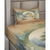 Ambesonne Floral Heart Sheet Set, Tenderness of Romantic Garden Ivy Branches and Roses Valentines Day, Fitted and Flat Sheet with Pillowcase Bedding Accent 3 Piece Set, Twin, Laurel Green and Pink(Camel Reseda Green Blue)