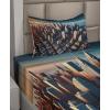 Ambesonne Floral Heart Sheet Set, Tenderness of Romantic Garden Ivy Branches and Roses Valentines Day, Fitted and Flat Sheet with Pillowcase Bedding Accent 3 Piece Set, Twin, Laurel Green and Pink(Blue and Pale Cinnamon)