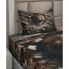 Ambesonne Floral Heart Sheet Set, Tenderness of Romantic Garden Ivy Branches and Roses Valentines Day, Fitted and Flat Sheet with Pillowcase Bedding Accent 3 Piece Set, Twin, Laurel Green and Pink(Pale Mustard and Dark Mustard)