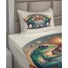 Ambesonne Floral Heart Sheet Set, Tenderness of Romantic Garden Ivy Branches and Roses Valentines Day, Fitted and Flat Sheet with Pillowcase Bedding Accent 3 Piece Set, Twin, Laurel Green and Pink(Fern Green White Brown)