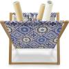 Ambesonne Green Flower Magazine and Book Holder, Floral Pattern Abstract Rose Design Romance Valentines Day Inspired, Floor Rack Decor for Interior of Home & Office, 22″ x 19″, Blue Pale Green White(Violet Blue Black Cream)