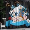 Ambesonne Alice in Wonderland Shower Curtain, Rabbit Motion Cups Hearts and Flower Character Alice Cartoon Style, Cloth Fabric Bathroom Decor Set with Hooks, 69″ W x 75″ L, Dark Blue Charcoal Grey