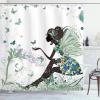 Ambesonne Cactus Shower Curtain, Cacti Spikes Flowers Birds Cartoon Style Vintage Like Colored Art, Cloth Fabric Bathroom Decor Set with Hooks, 69″ W x 84″ L, Green and Blue(Peacock Green)